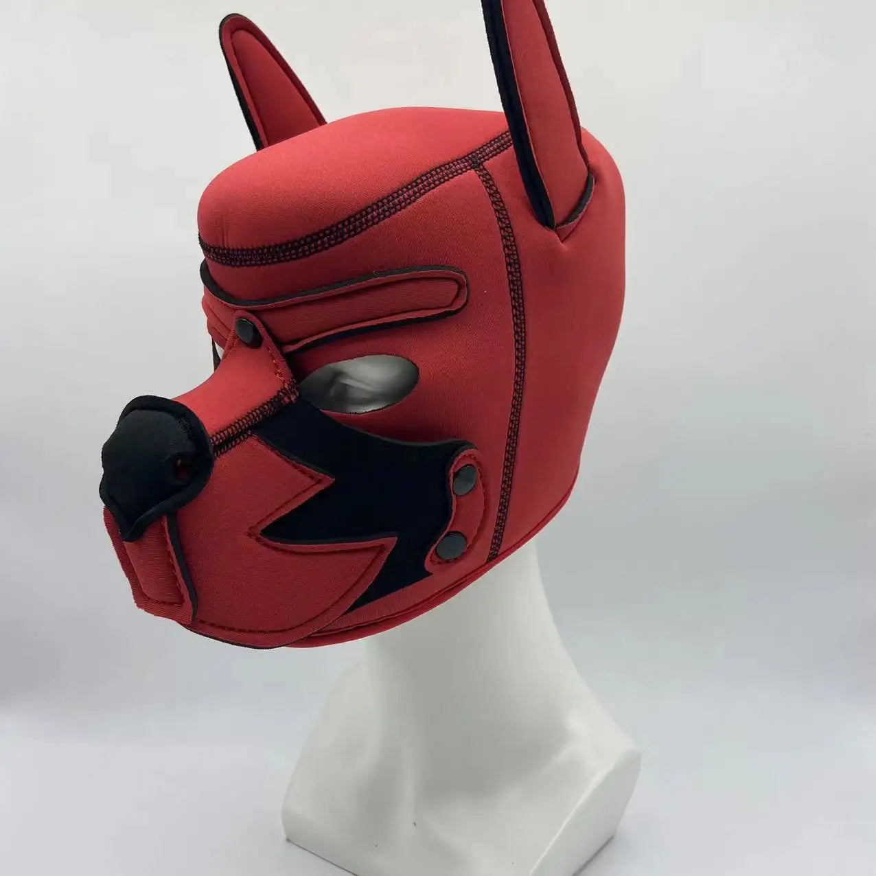 New Red Puppy Cosplay Costumes Fetish Full Face Head Hood for Women Men Party Games Dog Roleplay Rubber Mask Hood with Collar