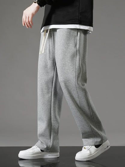 Spring Autumn Men Sweatpants Korean Fashion Sportswear Drawstring Wide Leg Straight Track Pants Cotton Casual Loose Trousers