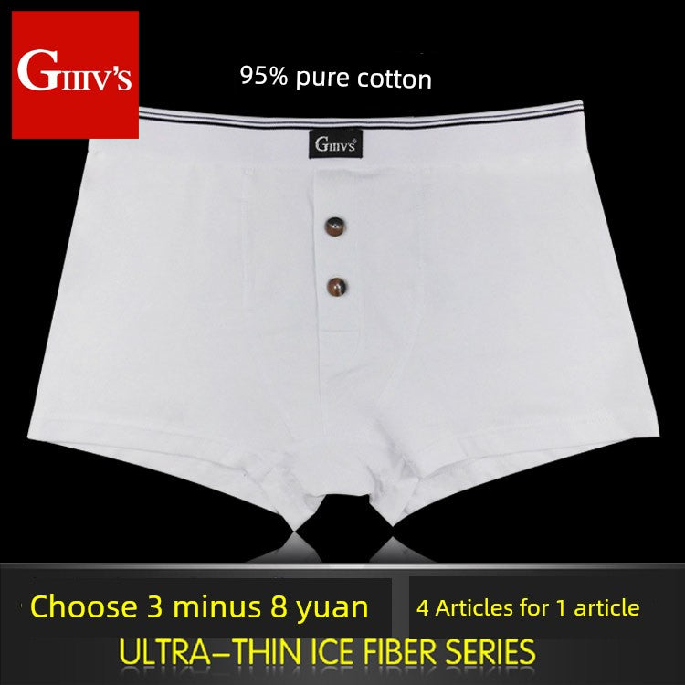 Men's Korean-Style Youth plus Size White Boxer Briefs