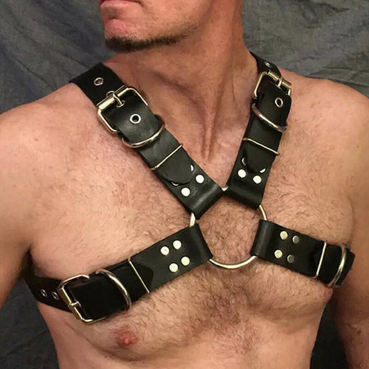 Leather Chest Crossed Harness Belts Fetish Gay BDSM Body Straps Goth Punk Fashion Harness Clothing Sexual Sissy Lingerie for Men