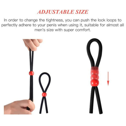 Adjustable Penis Ring Rope Beads Sperm Ring Assist Erection Silicone Ejaculation Delay Cock Scrotum Ring Man Lasting Cock Ring