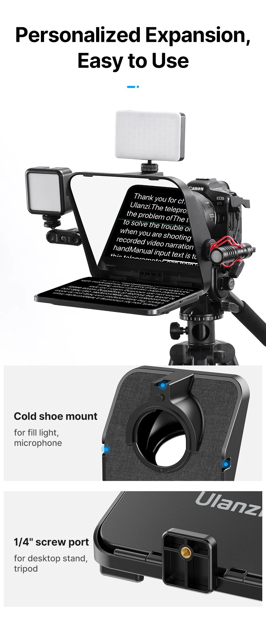 Ulanzi RT02 Universal Teleprompter Prompter DSLR Camera Smartphone Tablet Laptop Teleprompter Live Streaming Video Recording