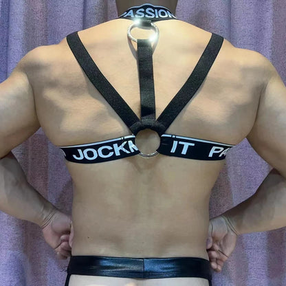 Jockmail Men Harness Body Chest Belt Lingerie Ring Shoulder Strap Bondage Costume Clubwear Party Gay Strap Clothing Exotic Tanks