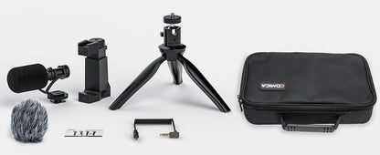 Comica CVM-VM10-K2 Smartphone Microphone Kit with Tripod, Shotgun Mic for iPhone and Android, Video Recording Equipment for Vlog