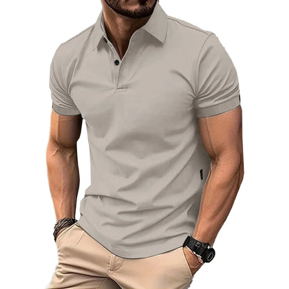 Mens Casual Short Sleeve Tops Button V-Neck Muscle Fitness Workout Blouse Tee