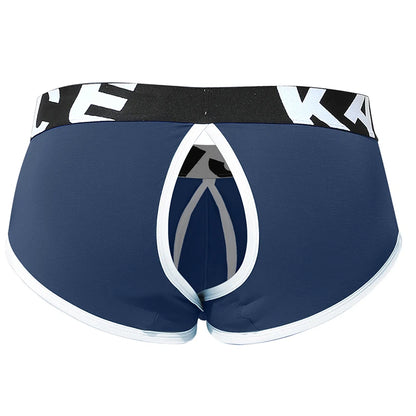 Men Underwear Open Front Back Boxers Breathable Solid Low Waist Underpants Soft and Comfortable Homme Shorts