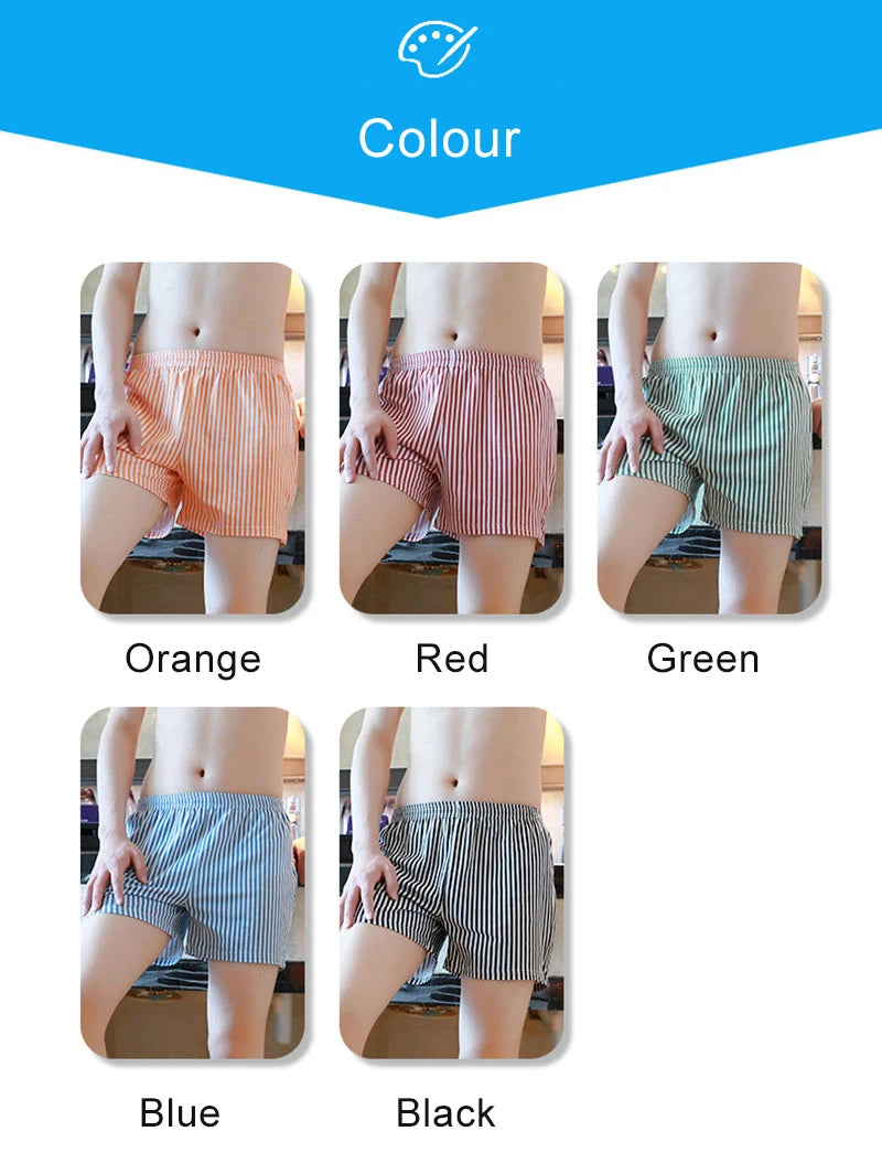 Homewear Men's Arrow Shorts Pants Summer Cotton Loose Panties Man Boxer Shorts Cuecas Youth Striped Breathable Sleepwear Panties