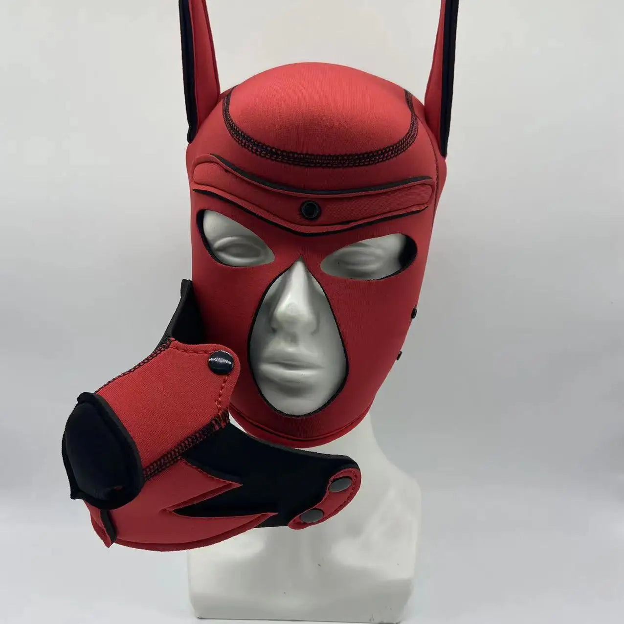 New Red Puppy Cosplay Costumes Fetish Full Face Head Hood for Women Men Party Games Dog Roleplay Rubber Mask Hood with Collar