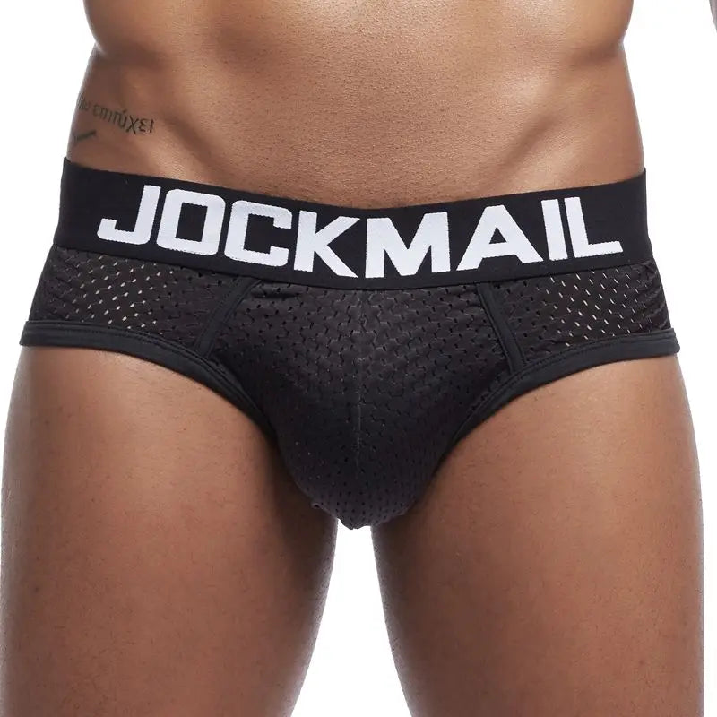JOCKMAIL Men Mesh Boxer Briefs With Penis Pouch.