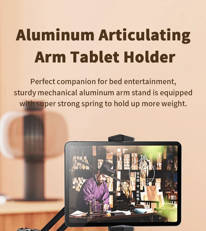 Universal Tablet Stand Clip Lazy Bracket Flexible Articulating Aluminum Arm Phone Mount Tablet Holder For All 4-11 Inch Device