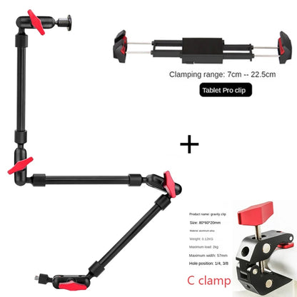 Camera Magic Arm with Super Clip Bracket for Smartphone Camcorder Action Camera Clamp Mount Tablet Webcam Studio Kits Set