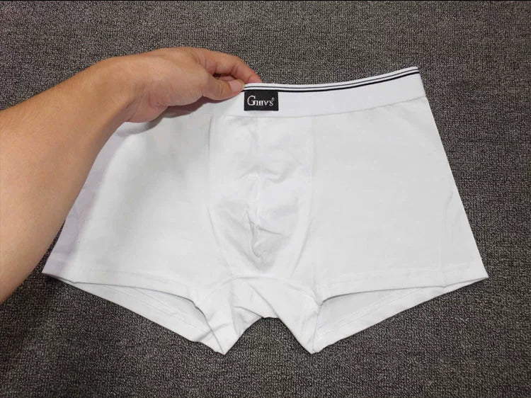 Men's Korean-Style Youth plus Size White Boxer Briefs