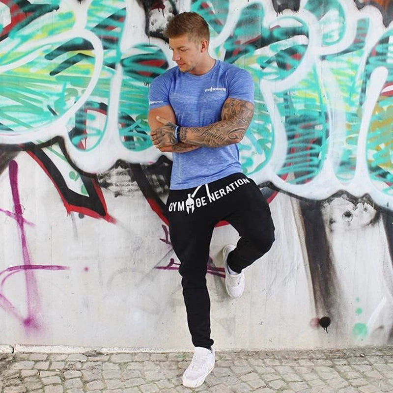 Sweatpants Muscle Men Brother Training Slim-Fit Skinny Pants