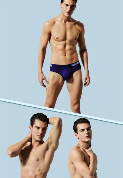 Two-Piece Men's Youth High-Leg Wide-Edge Solid Color Briefs