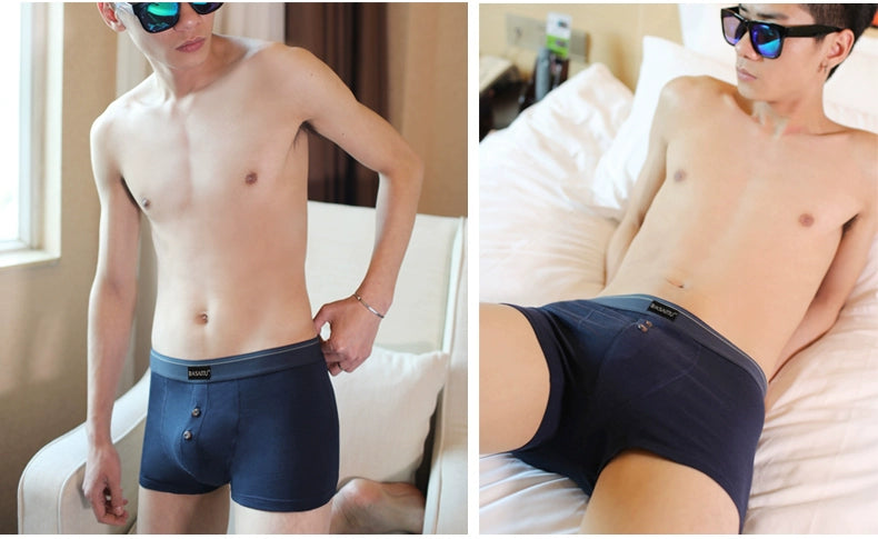 Open Crotch Cotton Youth Sexy Button Men's Underwear