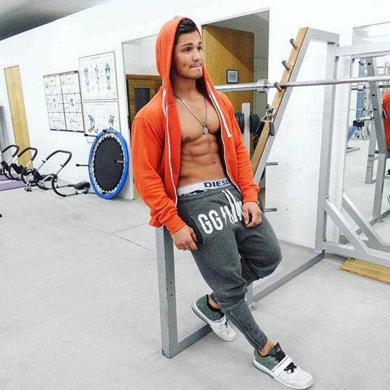 Sweatpants Muscle Men Brother Training Slim-Fit Skinny Pants