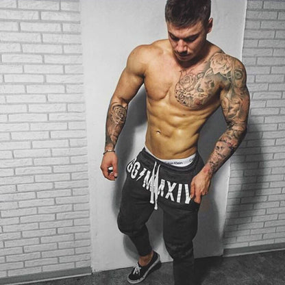 Sweatpants Muscle Men Brother Training Slim-Fit Skinny Pants