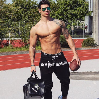 Sweatpants Muscle Men Brother Training Slim-Fit Skinny Pants