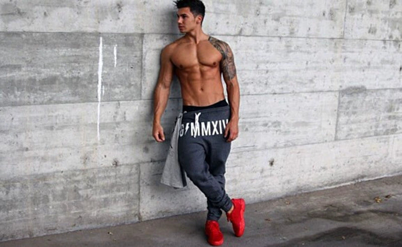 Sweatpants Muscle Men Brother Training Slim-Fit Skinny Pants