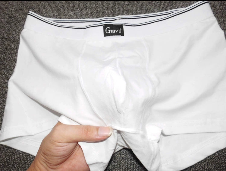 Men's Korean-Style Youth plus Size White Boxer Briefs