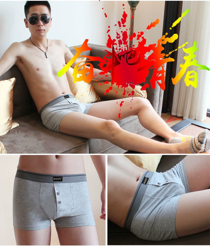 Open Crotch Cotton Youth Sexy Button Men's Underwear